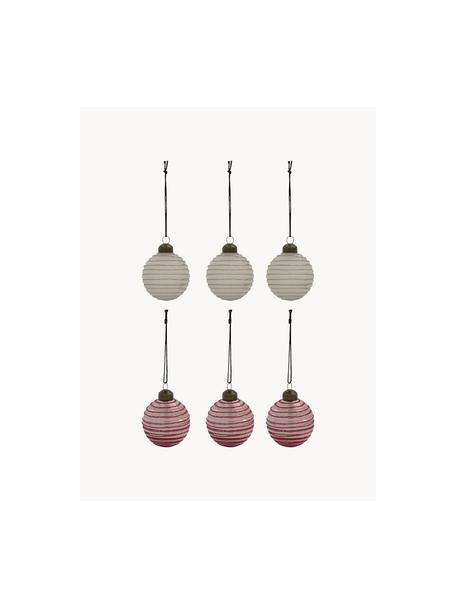 Boules de Noël Lolli, 6 élém., Blanc cassé, rose, Ø 6 x haut. 7 cm