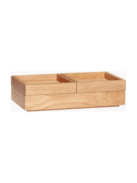 Komplet pudełek do przechowywania Klara, 3 elem., Fornir z drewna dębowego, drewno dębowe z certyfikatem FSC, Jasne drewno naturalne, Komplet z różnymi rozmiarami