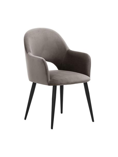 Sedia con braccioli Rachel, Rivestimento: velluto (rivestimento in , Gambe: metallo verniciato a polv, Velluto taupe, Larg. 55 x Prof. 65 cm