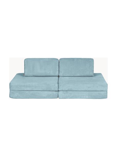 Modulares Kinder-Spielsofa Mila aus Cord, handgefertigt, Bezug: Cord (100 % Polyester) De, Cord Hellblau, B 130 x T 65 cm