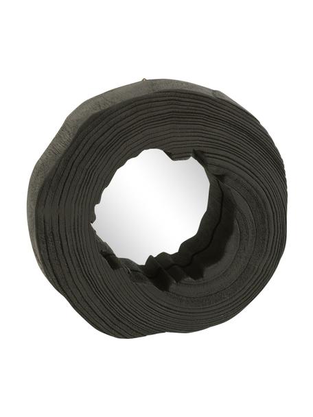 Ronde wandspiegel Nature van Paulowniahout in zwart, Lijst: paulowniahout, gecoat, Zwart, Ø 28 cm
