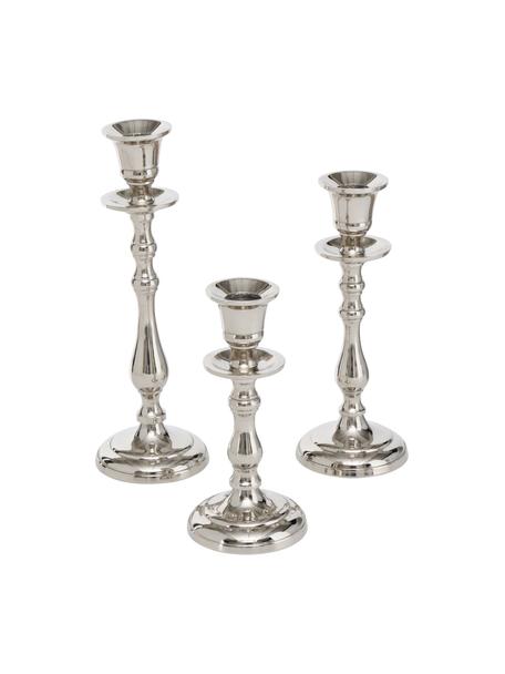 Set de candelabros Vicco, 3 uds., Aluminio, Plateado, Set de diferentes tamaños