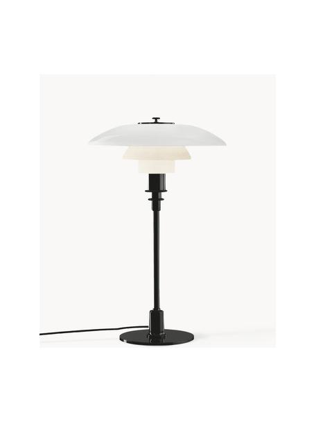 Grote tafellamp PH 3/2, mondgeblazen, Lampenkap: opaalglas, mondgeblazen, Zwart, wit, Ø 29 x H 47 cm