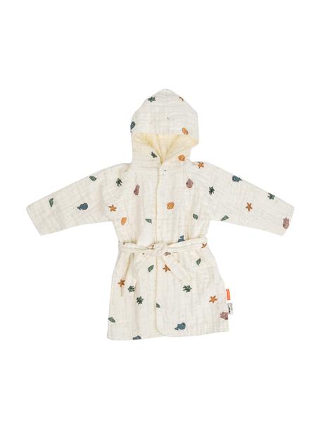 Szlafrok dla dzieci z bawełny organicznej Sea Friends, różne rozmiary, 100% bawełna organiczna z certyfikatem GOTS, Ecru, wielobarwny, S 39 x D 50 cm
