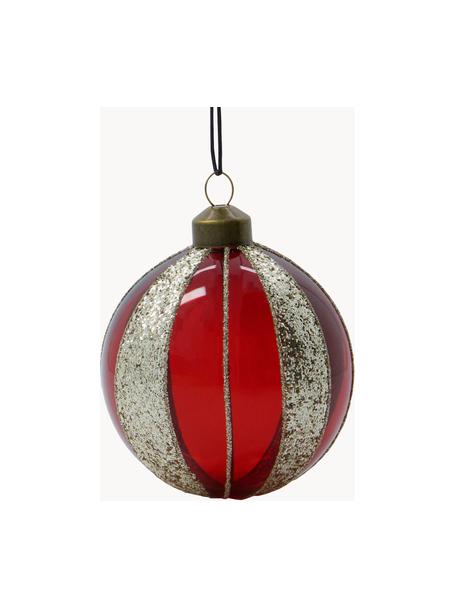 Boules de Noël Mult, 4 pièces, Verre, Lie de vin, argenté, Ø 8 cm