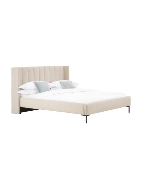 Łóżko tapicerowane Dusk, Tapicerka: 100% poliester (tkanina s, Korpus: lite drewno sosnowe z cer, Nogi: metal malowany proszkowo, Beżowa tkanina, S 140 x D 200 cm