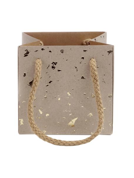 Geschenktaschen Carat, 3 Stück, Griffe: Baumwolle, Tasche: Kraftpapier, Braun, Goldfarben, B 13 x H 13 cm