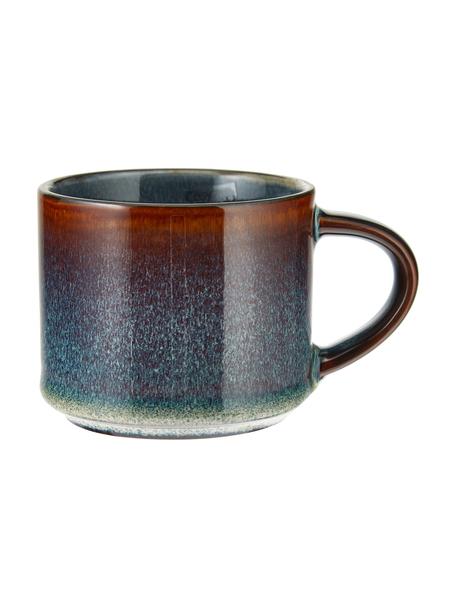 Handgemachte Espressotassen Quintana Blue mit Farbverlauf Blau/Braun, 2 Stück, Porzellan, Blau, Braun, Ø 7 x H 7 cm
