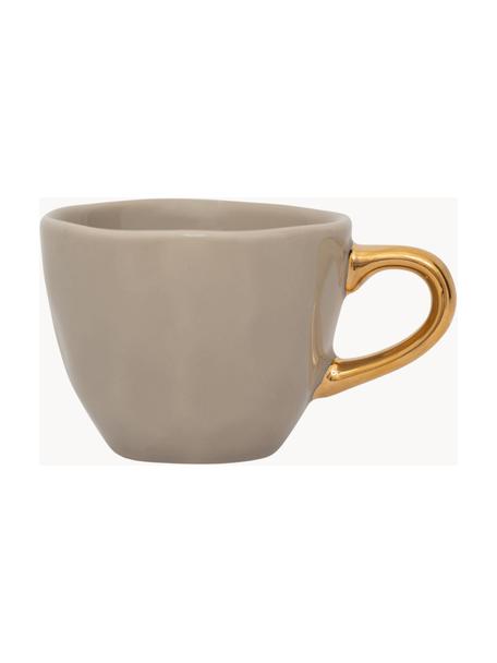 Tazzine espresso con manico dorato Good Morning 2 pz, Gres, Beige, Ø 6 x Alt. 5 cm, 95 ml