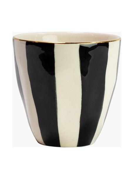 Tasses avec décor doré Doris, 6 pièces, Céramique, Blanc crème, noir, Ø 9 x haut. 9 cm, 320 ml