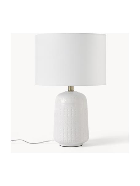 Lampada da tavolo grande in ceramica bianca Iva, Paralume: tessuto, Bianco, Ø 33 x Alt. 53 cm