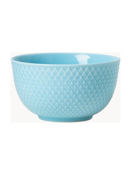 Cuencos para tapas de porcelana con relieves Rhombe, 4 uds., Porcelana, Azul claro, Ø 11 x Al 7 cm