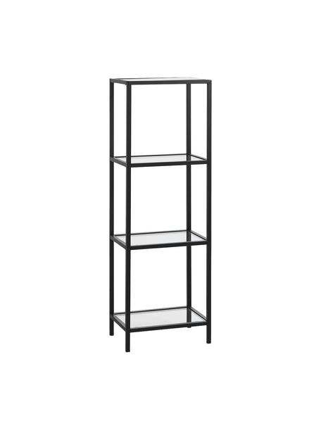Badregal Sirk, Gestell: Metall, lackiert, Einlegeböden: Glas, Schwarz, B 36 x H 113 cm