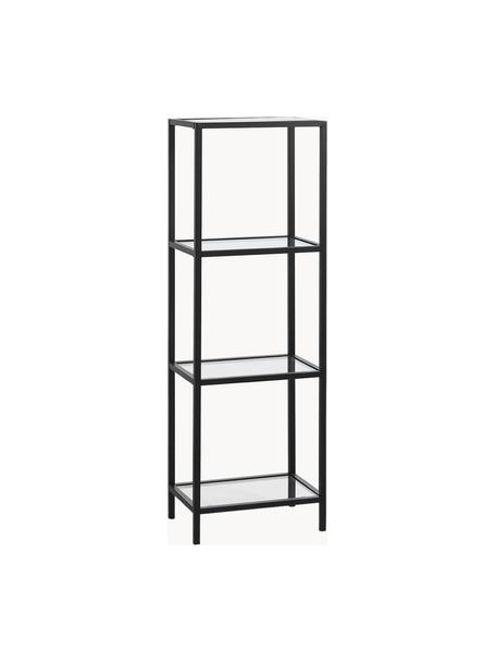 Badregal Sirk, Gestell: Metall, lackiert, Einlegeböden: Glas, Schwarz, B 36 x H 113 cm