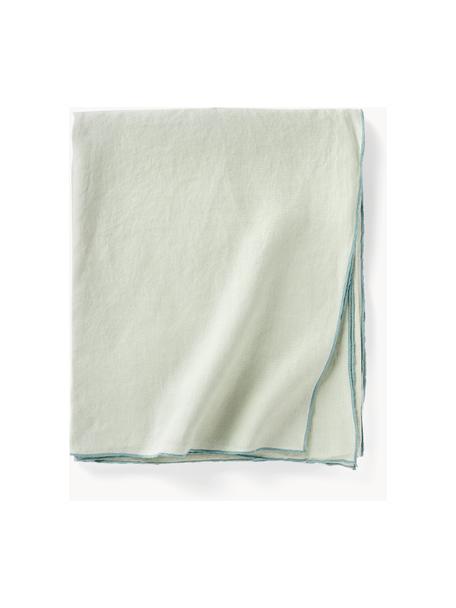 Nappe en lin avec passepoil Kennedy, 100 % lin délavé

Le lin est une fibre naturelle qui se caractérise par ses propriétés respirantes, sa résistance et son toucher doux

Le matériau est certifié STANDARD 100 OEKO-TEX®, 6760CIT, CITEVE, Vert sauge, vert menthe, 6-8 personnes (long. 250 x larg. 140 cm)