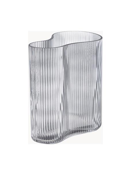 Vase en verre strié soufflé bouche Dawn, Verre, Gris, larg. 19 x haut. 20 cm