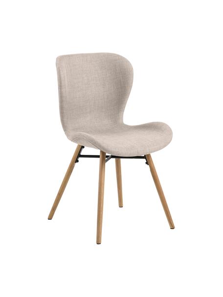 Chaises rembourrées Batilda, 2 pièces, Tissu couleur sable, bois de chêne, larg. 47 x prof. 53 cm