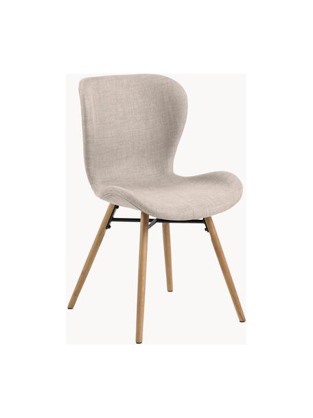 Gestoffeerde stoelen Batilda, 2 stuks, Bekleding: polyester Met 25.000 schu, Poten: eikenhout, massief, blank, Geweven stof lichtbeige, B 47 x D 53 cm