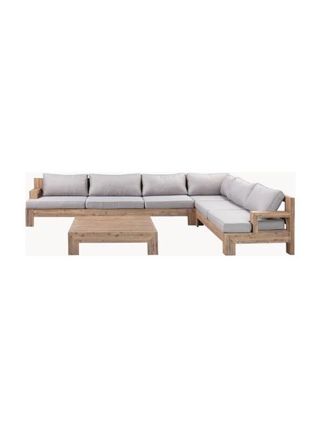Set lounge para exterior de madera de acacia Joshua, 4 pzas., Tapizado: 100% poliéster (resistent, Estructura: madera de acacia maciza, Madera de acacia, gris, An 246 x F 80 cm