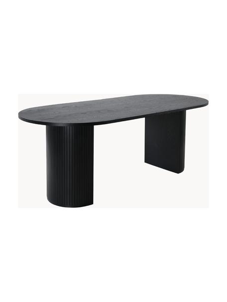 Mesa de comedor ovalada de madera Bianca, 200 x 90 cm, Tablero: fibras de densidad media , Patas: madera de árbol de trompe, Madera de roble pintado en negro, An 200 x Al 90 cm