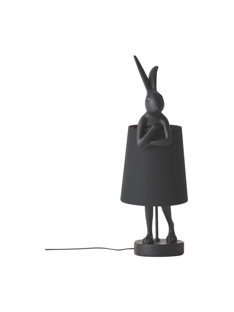 Grote design tafellamp Rabbit, Lampenkap: linnen, Lampvoet: kunststof, Stang: gepoedercoat staal, Zwart, Ø 23 x H 68 cm