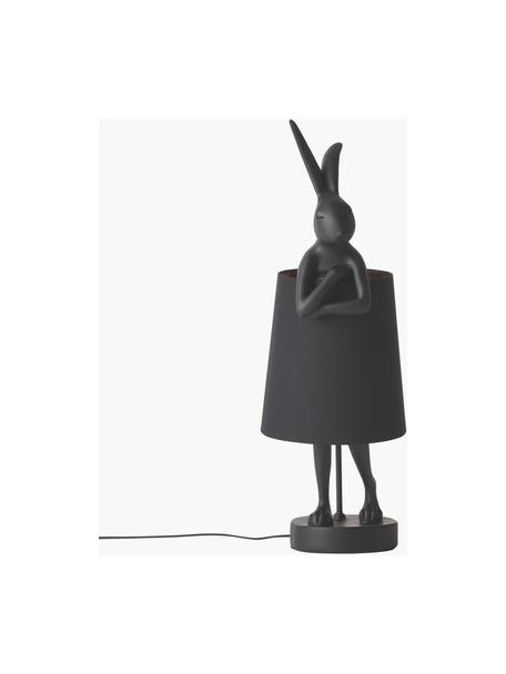 Lampada da tavolo grande di design Rabbit, Paralume: lino, Asta: acciaio verniciato a polv, Nero, Ø 23 x Alt. 68 cm