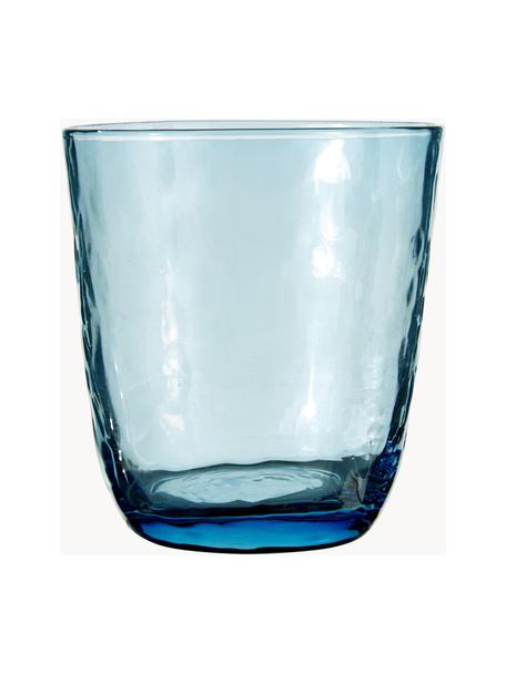 Szklanka ze szkła dmuchanego  Hammered, 4 szt., Szkło dmuchane, Niebieski, transparentny, Ø 9 x W 10 cm, 250 ml
