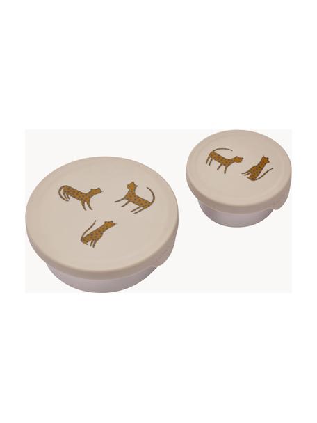 Set di 2 scatole per spuntino Fiby, Acciaio inossidabile, silicone, Bianco latte, beige chiaro, marrone chiaro, Set in varie misure