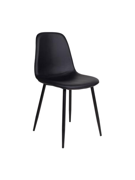 Krzesło tapicerowane ze sztucznej skóry Stockholm, Tapicerka: sztuczna skóra Dzięki tka, Nogi: metal lakierowany, Czarna skóra, S 50 x G 47 cm