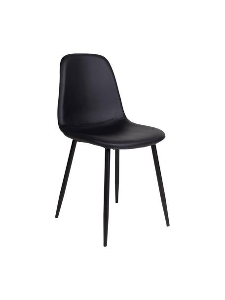 Krzesło tapicerowane ze sztucznej skóry Stockholm, Tapicerka: sztuczna skóra Dzięki tka, Nogi: metal lakierowany, Czarna sztuczna skóra, czarny, S 50 x G 47 cm