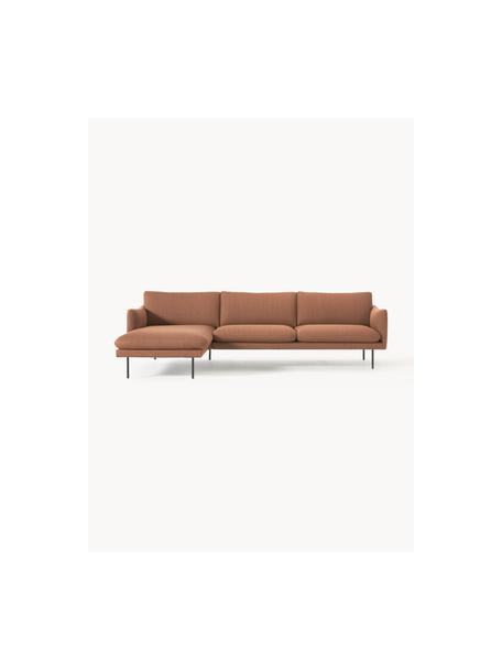 Ecksofa Moby, Bezug: Polyester Der hochwertige, Gestell: Massives Kiefernholz, Füße: Metall, pulverbeschichtet, Webstoff Nougat, B 280 x T 160 cm, Eckteil links