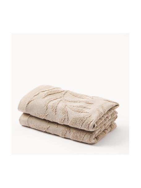 Ręcznik z bawełny Leaf, różne rozmiary, Beżowy, Ręcznik dla gości XS, S 30 x D 30 cm, 2 szt.