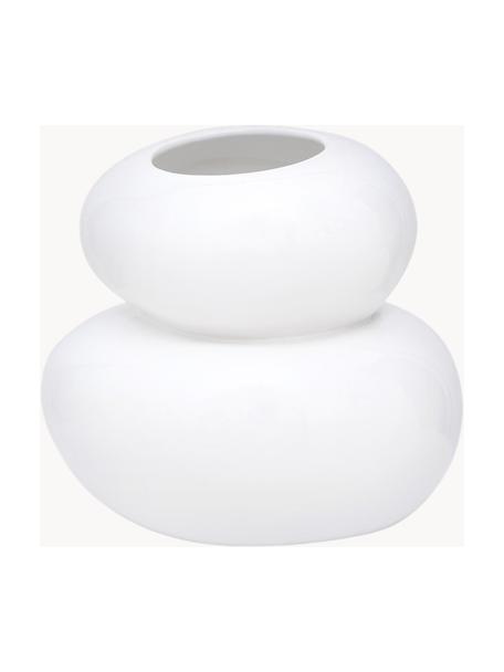 Ručně vyrobená designová váza Pebbles, Kamenina, Bílá, Ø 24 cm, V 22 cm