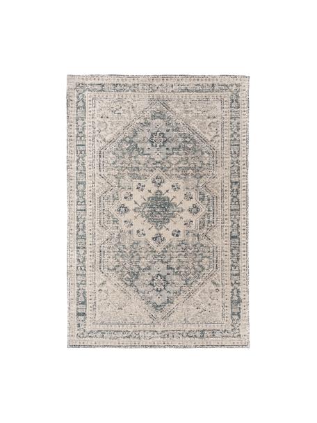 Chenille vloerkleed Mahdi, 66% polyester, 34% wol (RWS-gecertificeerd), Blauw, beige, B 120 x L 180 cm (maat S)