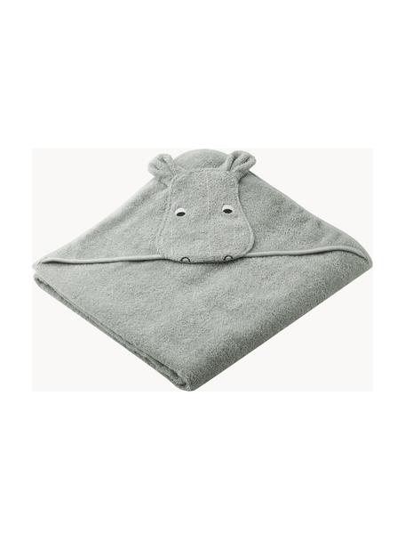 Toalla de bebé Augusta, 100% algodón, Gris claro, motivo de hipopótamo, Cama 90 cm (155 x 220 cm)