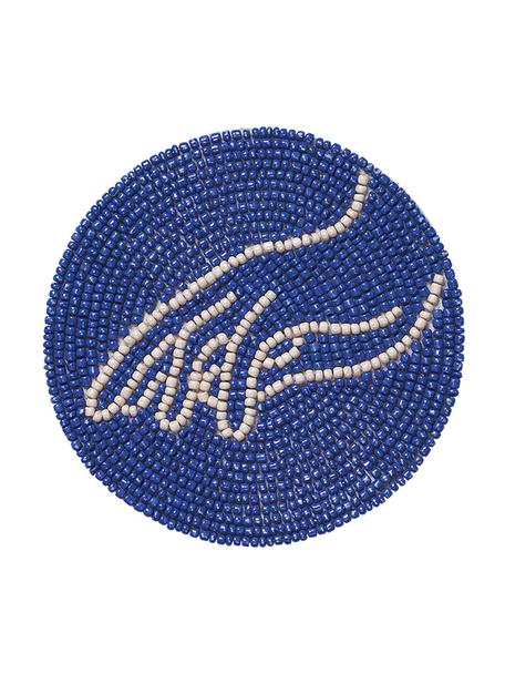 Onderzetter Touch uit glazen kralen, 2 stuks, Glazen kralen, Blauw, crèmewit, Ø 10 cm