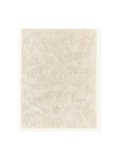 Pluizig hoogpolig vloerkleed Leighton, Onderzijde: 70% polyester, 30% katoen, Crèmewit, B 400 x L 500 cm (maat XXL)