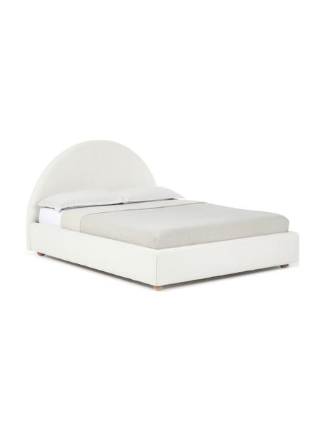 Letto imbottito in bouclé con contenitore Ebba, Rivestimento: bouclé (100% poliestere) , Piedini: legno di pino massiccio, Bouclé bianco crema, Larg. 160 x Lung. 200 cm
