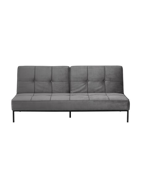 Sofa rozkładana z aksamitu z metalowymi nogami Perugia (2-osobowa), Tapicerka: aksamit poliestrowy Dzięk, Nogi: metal lakierowany, Aksamitny ciemny szary, S 198 x G 95 cm