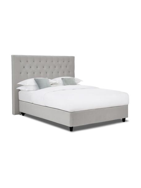 Premium sametová kontinentální postel Phoebe, Šedá, Š 140 cm, D 200 cm, stupeň tvrdosti H2