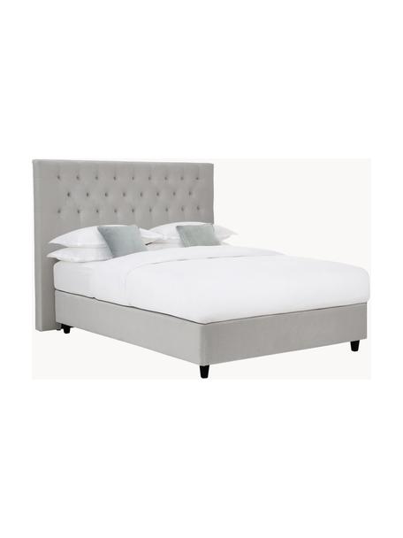 Premium sametová kontinentální postel Phoebe, Šedá, Š 140 cm, D 200 cm, stupeň tvrdosti H2