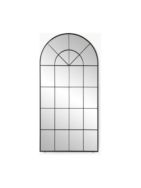 Specchio da parete look finestra Clarita, Cornice: metallo verniciato a polv, Retro: pannello di fibra a media, Superficie dello specchio: lastra di vetro, Nero, Larg. 90 x Alt. 180 cm