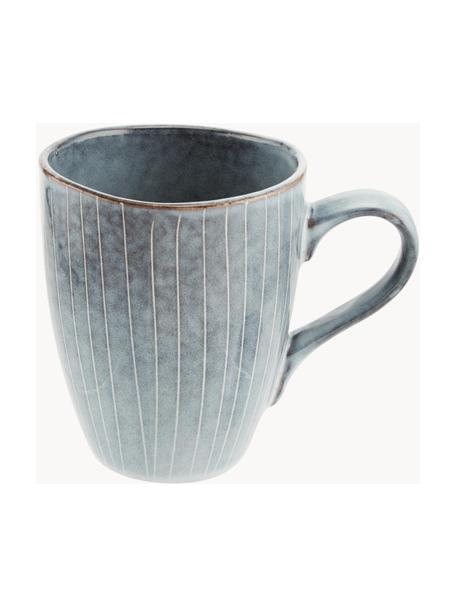 Tasses à thé artisanales Nordic Sea, tailles variées, 6 pièces, Grès cérame, Gris-bleu, Ø 8 x haut. 10 cm, 250 ml