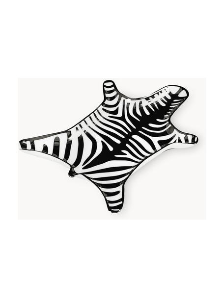Deko-Tablett Zebra aus Porzellan, Porzellan, Weiß, Schwarz, B 15 x T 10 cm