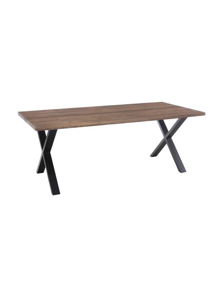 Tavolo con piano in legno massiccio Montpellier, 200x95 cm, Struttura: metallo verniciato a polv, Legno di quercia, Larg. 200 x Prof. 95 cm