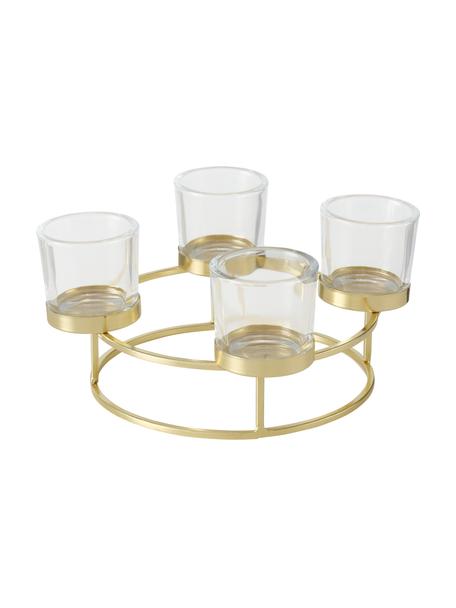 Teelichthalter Circlo, Gestell: Metall, beschichtet, Goldfarben, Ø 26 x H 12 cm
