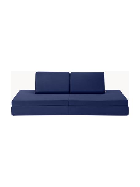 Modulaire kinderbank Mila van fluweel, handgemaakt, Bekleding: fluweel (100% polyester), Fluweel donkerblauw, B 168 x D 84 cm