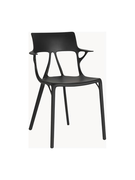 Chaises à accoudoirs en plastique A.I., 2 pièces, Plastique, Noir, larg. 54 x haut. 53 cm