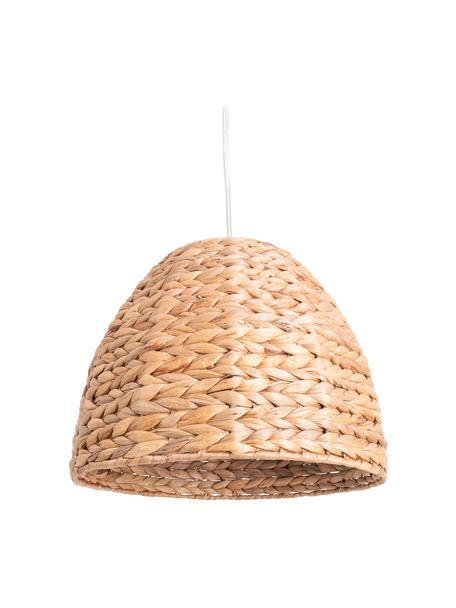 Boho hanglamp Corb, Lampenkap: waterhyacintgras, Baldakijn: kunststof, Bruin, Ø 35 x H 26 cm
