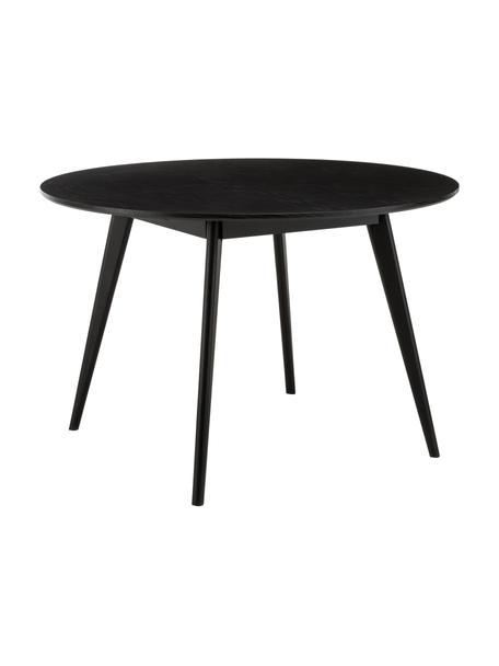 Kulatý jídelní stůl z kaučukového dřeva Yumi, Ø 115 cm, Kaučukové dřevo, lakováno černou barvou, Ø 115 cm, V 74 cm